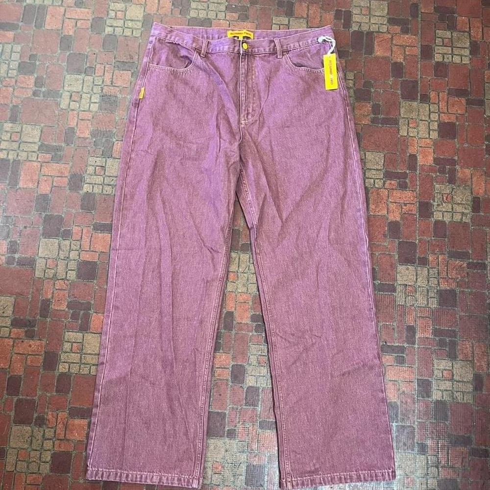 Round Two relaxed fit over dyed Purple Denim Jeans